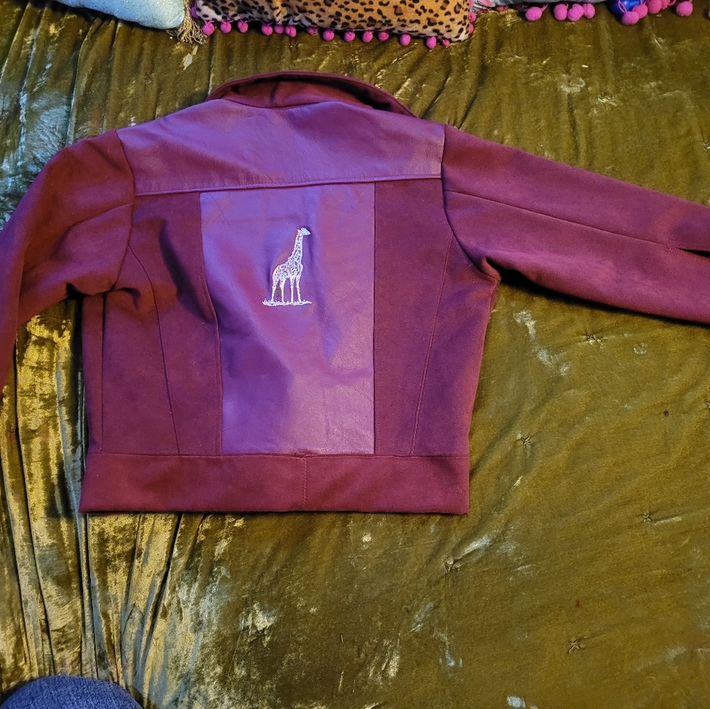 Maroon Leather And Suede Jacket - image 1